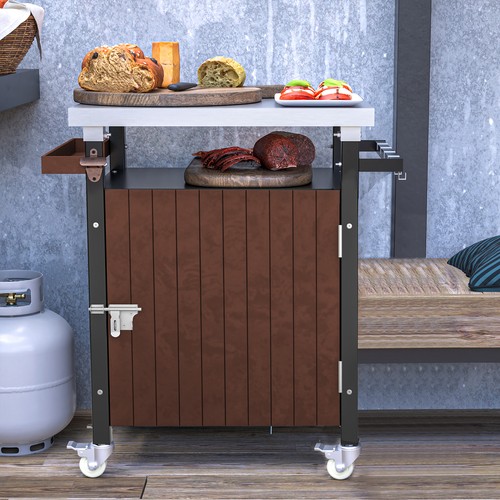 Outdoor grill cart table food - cart,